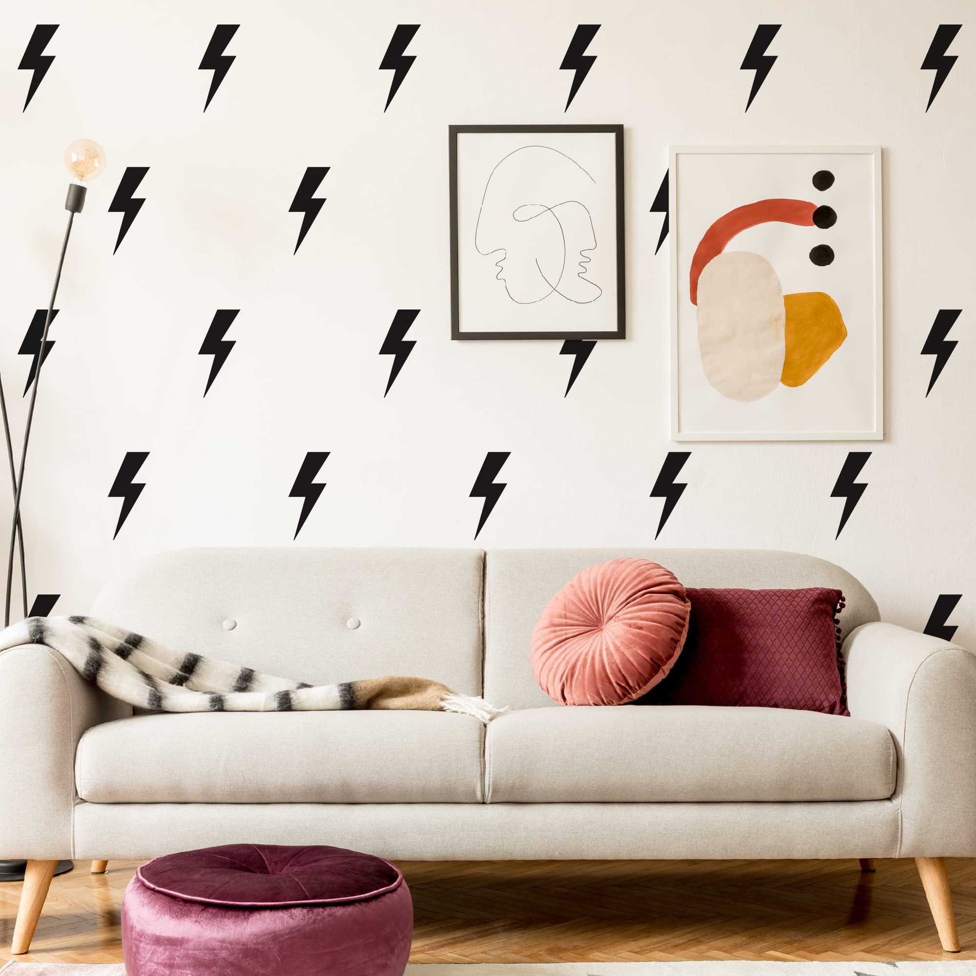 SHYJSHYJ Large Black Vinyl Lighting Bolt Wall Decals, Peel and Stick Modern Thunder Stickers for Teens Boys Girls Students Bedroom Living Room Dorm Office Home Wall Art Decor