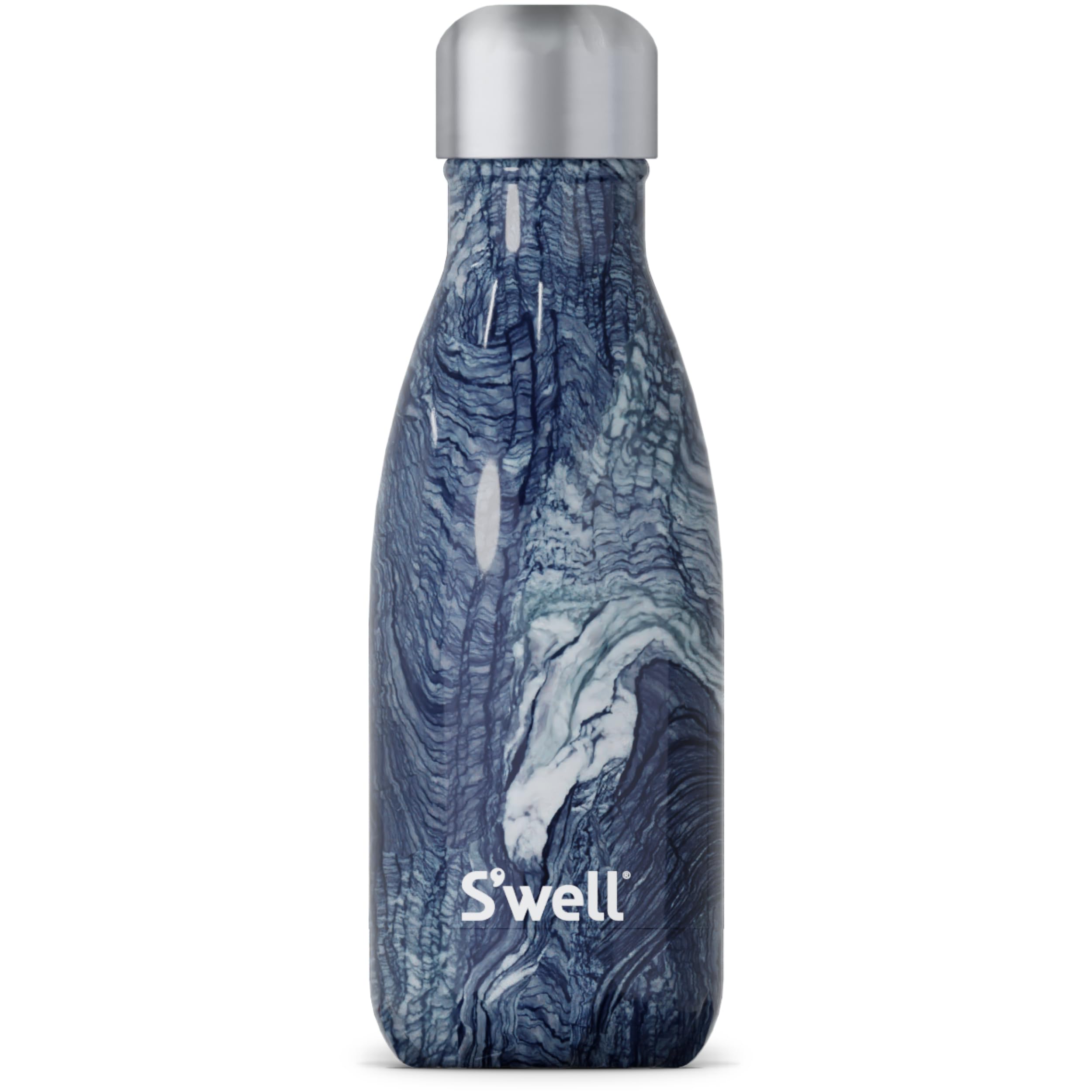 S'well Stainless Steel Water Bottle, 9oz, Azurite Marble, Triple Layered Vacuum Insulated Containers Keeps Drinks Cold for 24 Hours and Hot for 12, BPA Free, Perfect for On the Go