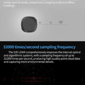 Slamtec RPLIDAR S2E Lidar Sensor 2D 360 Degree 30 Meters Scanning Radius LIDAR Scanner with Ethernet UDP Interface for ROS/ROS2 Obstacle Avoidance and Navigation of Robots