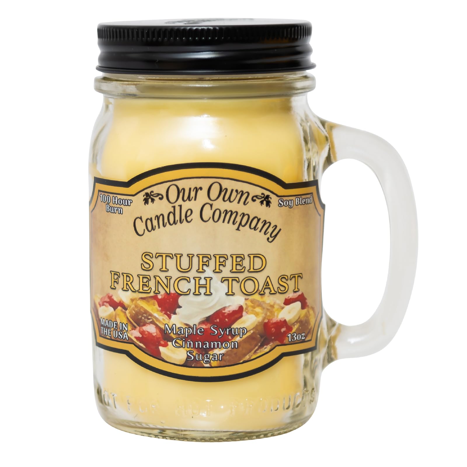 Our Own Candle Company, Stuffed French Toast Scented Mason Jar Candle, 100 Hour Burn Time, 13 Ounces