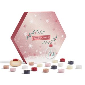 yankee candle gift set | 18 scented tea lights and holder in a festive box | snow globe wonderland collection, 1716521e