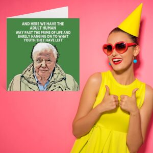 Funny David Attenborough Birthday Card for Men Women - Joke Happy Birthday Cards for Mom Dad Papa Pops Brother Sister Son Daughter Grandma Grandpa, 5.7 x 5.7 Inch 21st 30th 40th 50th Greeting Cards