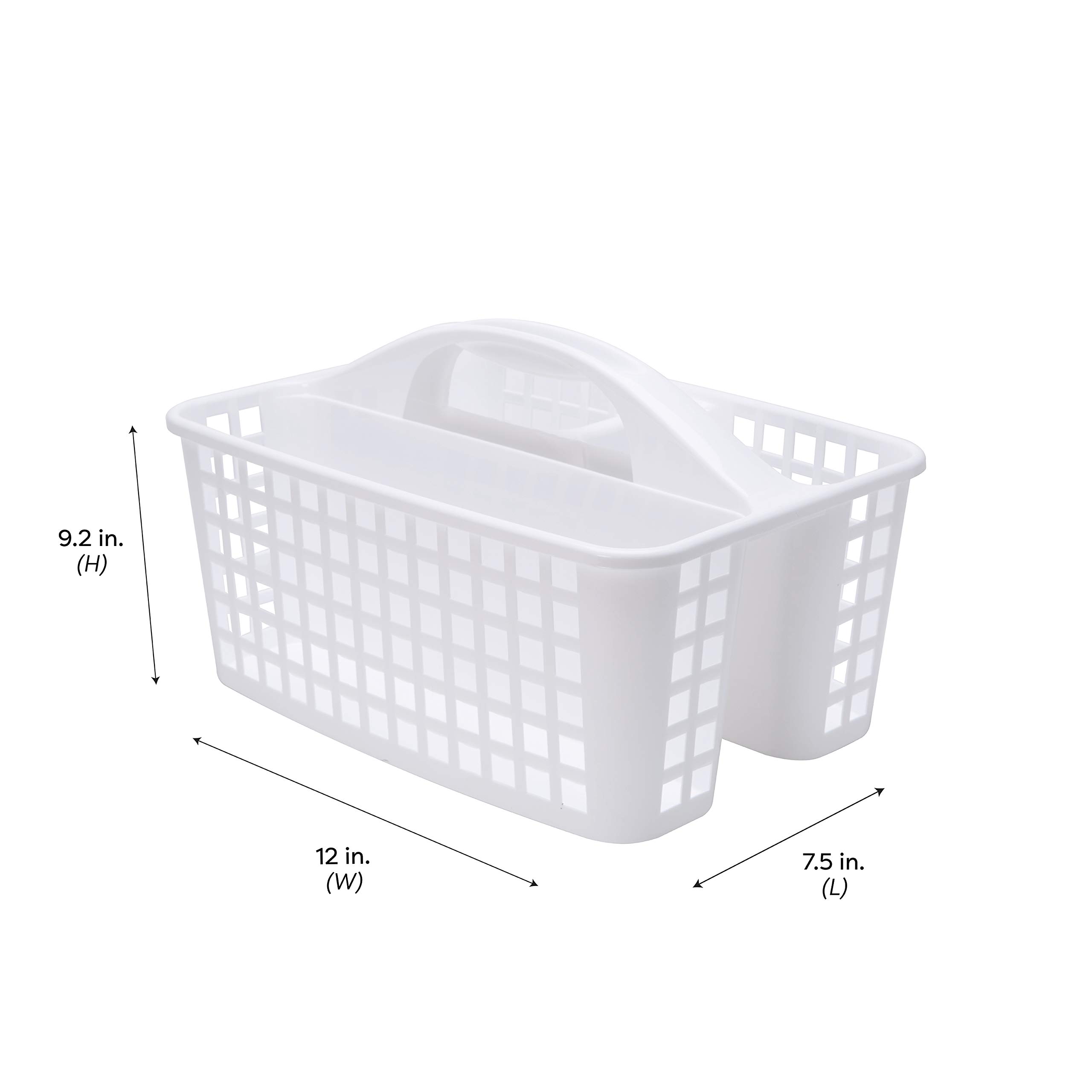 Simplify 2 Pack Utility Caddy | Dimensions: 12"x 9.2"x 7.5" | 3 Compartments | Great for Home | Dorm | 3 Compartments | Home Organization | White