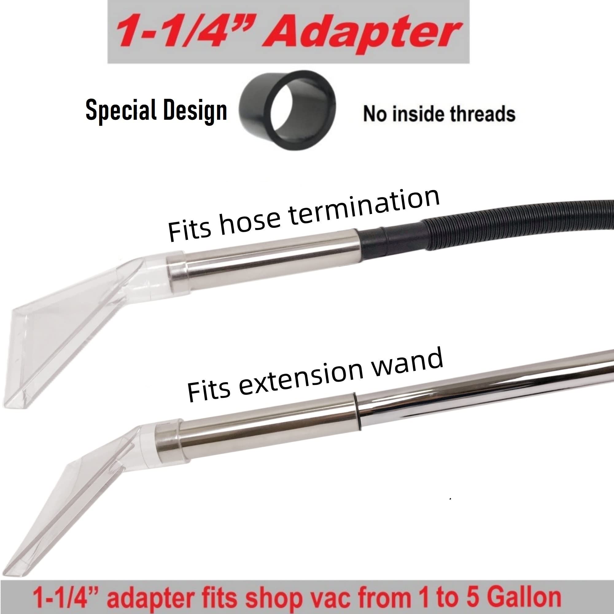 TunaMax Universal Work with All Shop Vacs Clear Extractor Attachment with 1-1/4" & 1-7/8" & 2-1/2" Adapters for Upholstery & Carpet Cleaning & Auto Detailing, Wet/dry Vacuum Extraction Accessory