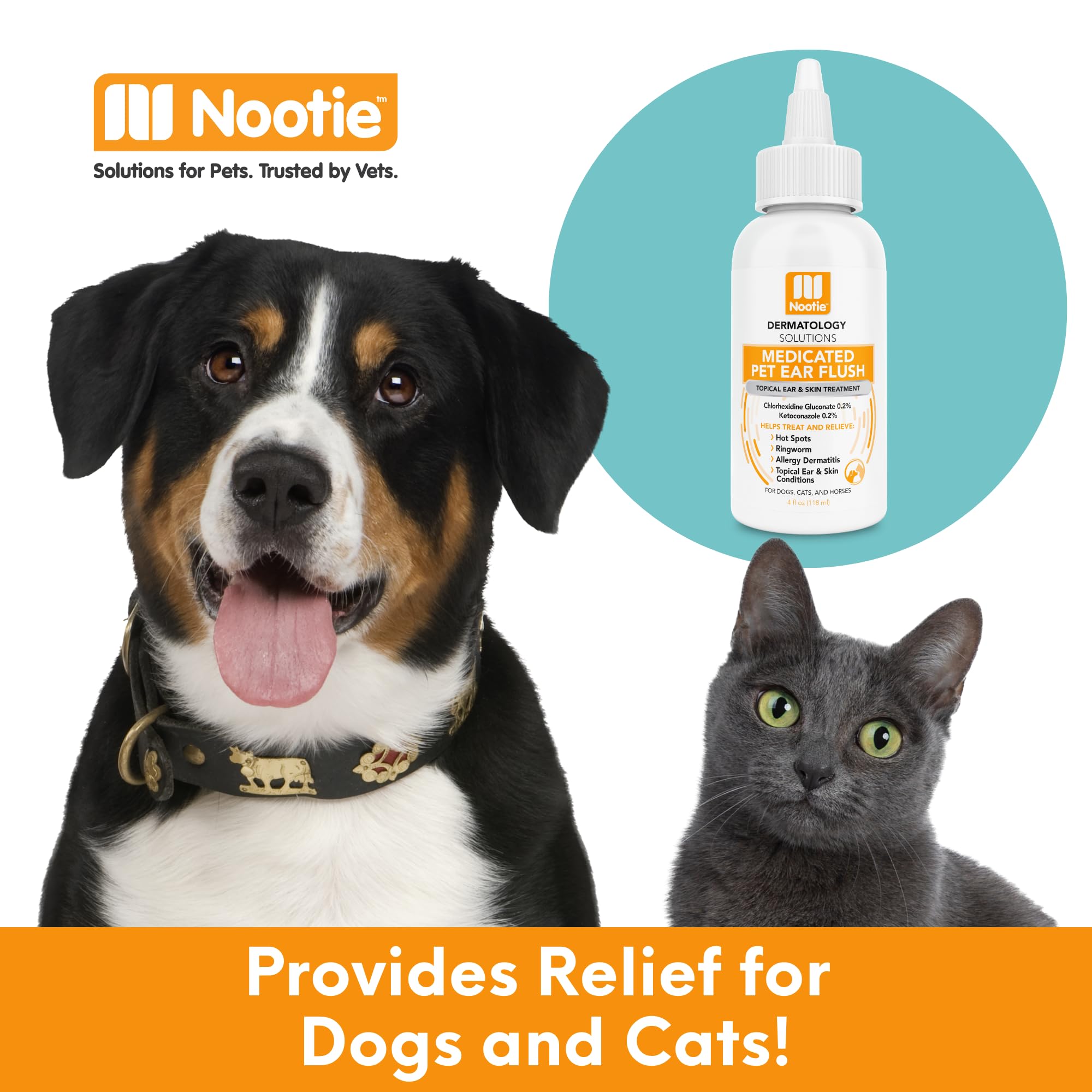 Nootie Dermatology Solutions- Ear Flush for Dogs & Cats, 4 oz