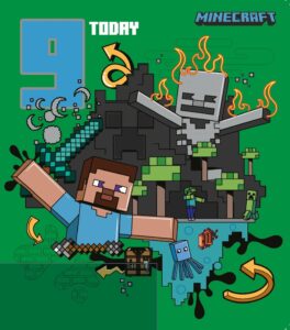 danilo promotions ltd minecraft 9th birthday card, childrens birthday card for 9th birthday celebration, minecraft card for kids, officially licensed birthday card