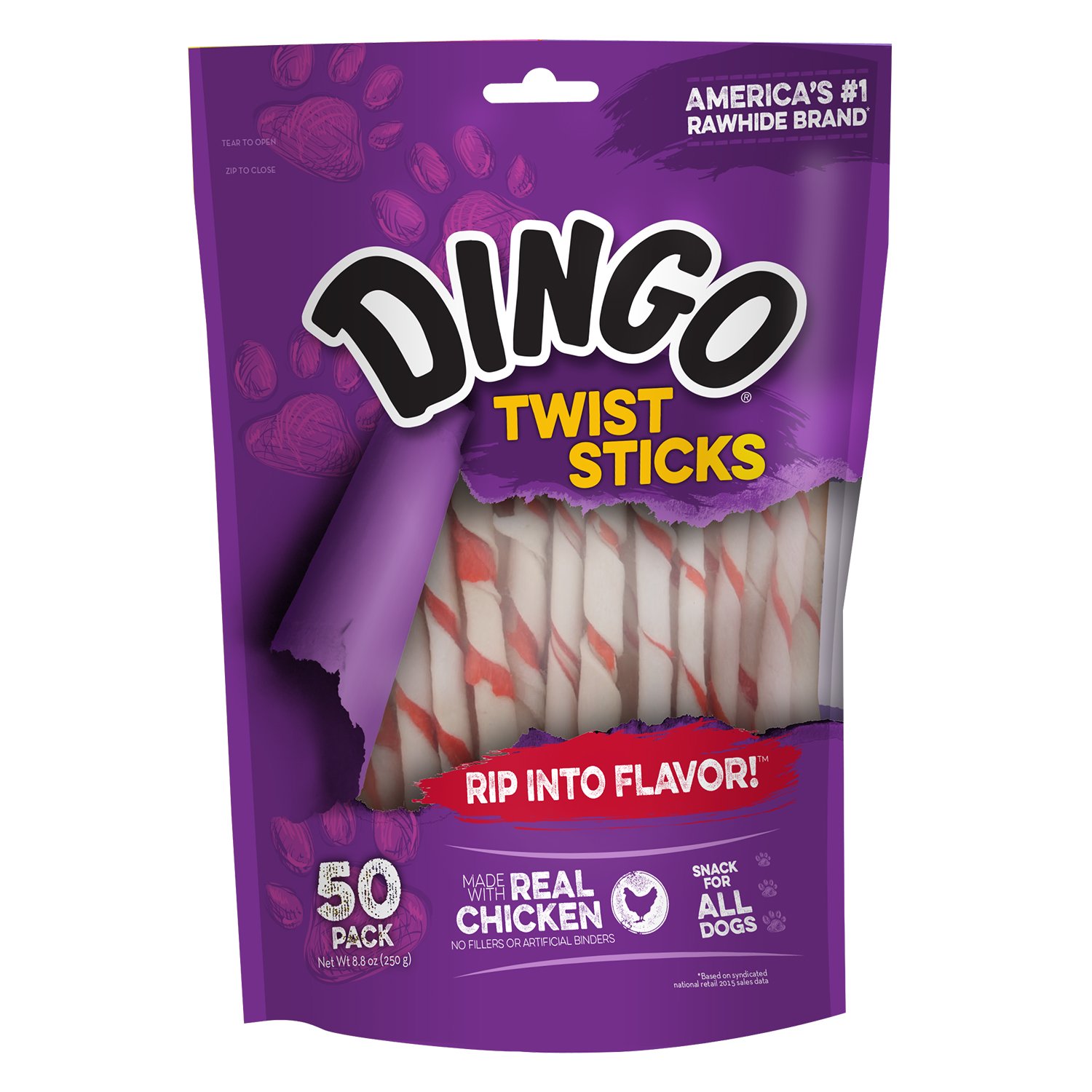 Dingo Twist Sticks (50 Count) and DreamBone Twist Sticks (50 Count) - Chicken Flavored Rawhide and Rawhide-Free Dog Chews