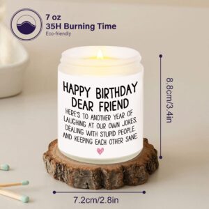 PETALSUN Birthday Gifts for Women Friendship, Friend Birthday Gifts for Women, Friend Birthday Candle- Handmade Lavender Natural Soy Wax Candle (7oz)- Happy Birthday Gifts for Best Friend Woman