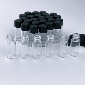 TREE OF LIFE REV. 22:14 2 ML Small Glass Vials with Screw Caps - 36 Pcs & 6 Eye Droppers - 5/8 Dram Clear Glass Sampling Bottle for Essential Oils, Anointing Oil, Fragrances or Lab Chemicals