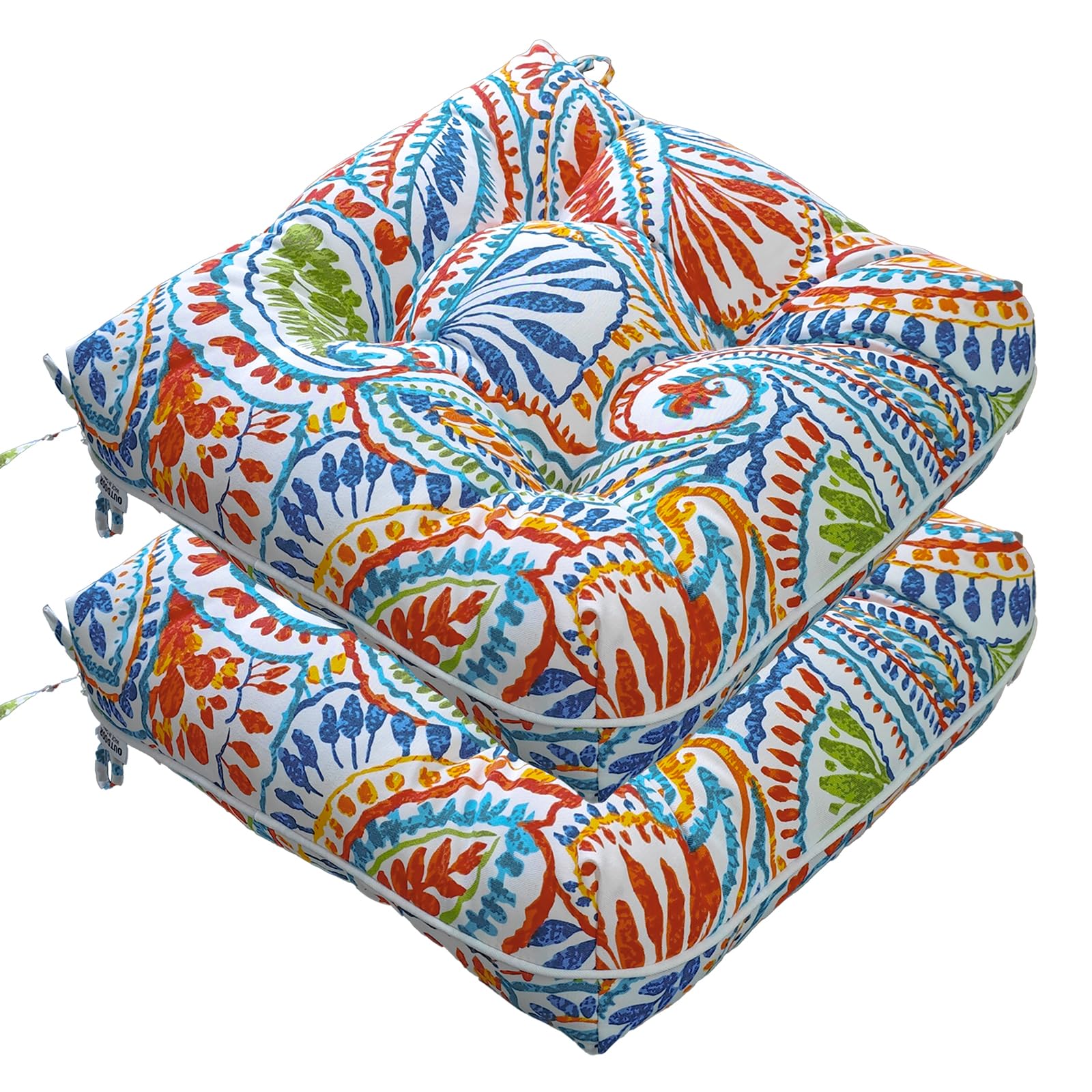 JMGBird Outdoor Chair Cushion Set of 2 Patio Cushions 19x19 with Ties Outdoor Cushions for Patio Furniture