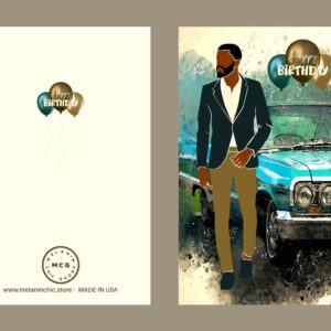 6 Pack African American Birthday Greeting Cards, Masculine Birthday Card, Black Men King Happy Birthday card for Husband