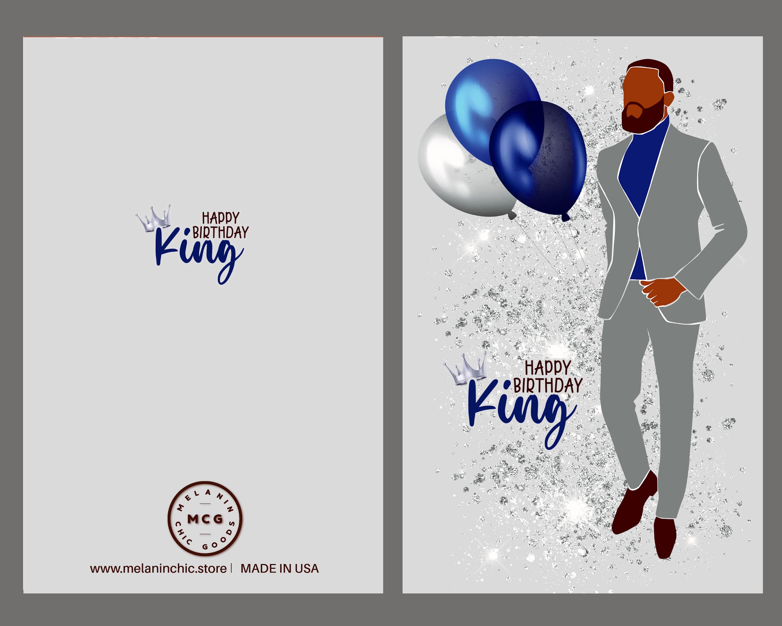 6 Pack African American Birthday Greeting Cards, Masculine Birthday Card, Black Men King Happy Birthday card for Husband