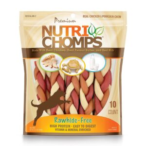 Nutri Chomps Dog Chews, Real Chicken, Peanut Butter and Milk Flavors | Easy to Digest Rawhide-Free Dog Treats