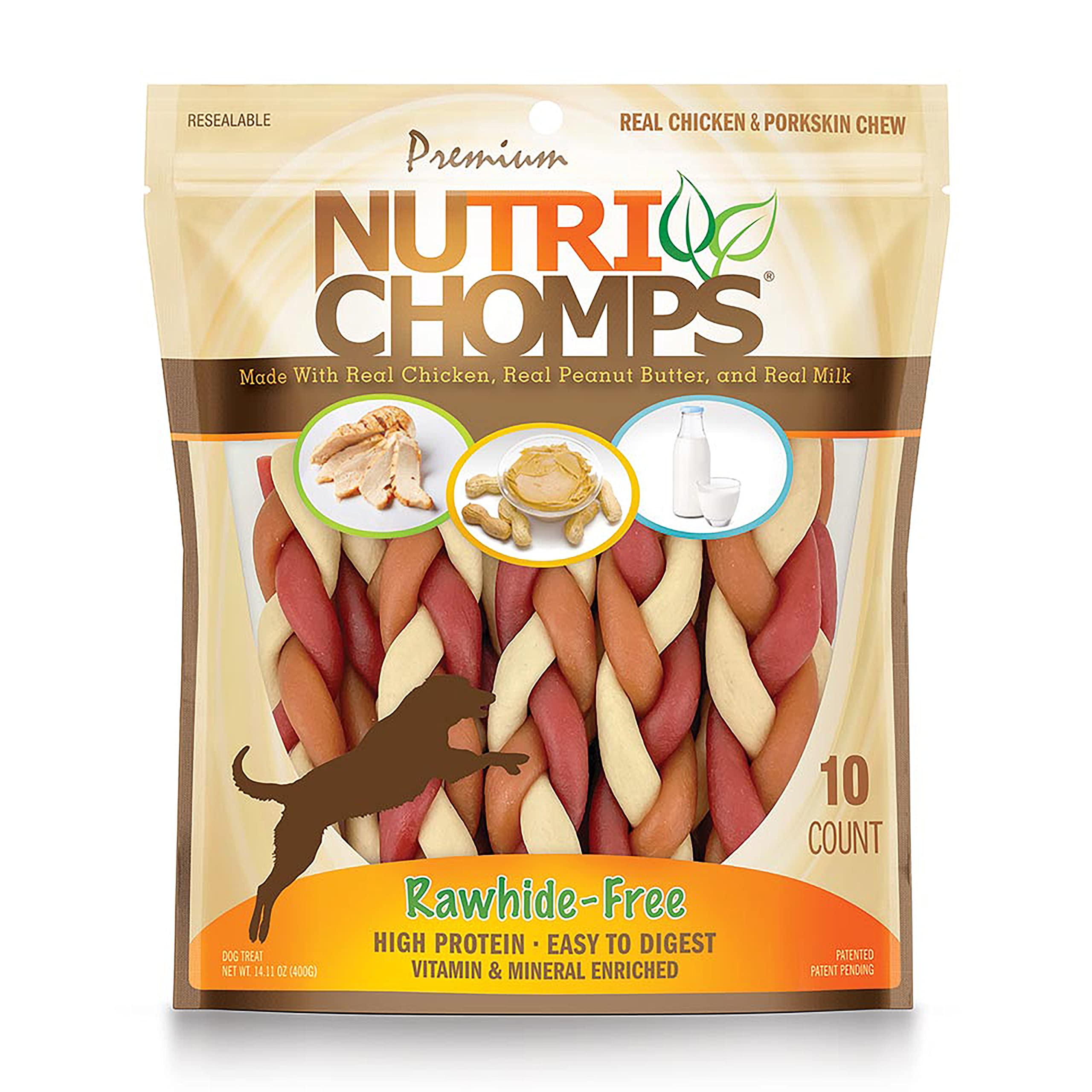 Nutri Chomps Dog Chews, Real Chicken, Peanut Butter and Milk Flavors | Easy to Digest Rawhide-Free Dog Treats