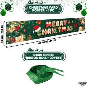 KatchOn, Merry Christmas Yard Banner - Large, 120x20 Inch | Christmas Banner for Outdoor Christmas Decorations | Christmas Banners for Outside | Christmas Yard Decorations, Christmas Party Decorations