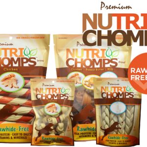 Nutri Chomps Dog Chews, Real Chicken, Peanut Butter and Milk Flavors | Easy to Digest Rawhide-Free Dog Treats