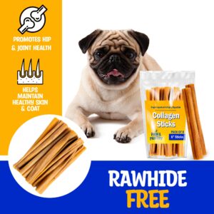 Paw & Pantry 6" Beef Collagen Sticks for Dogs (8 Pk) - Rawhide Free All Natural Collagen Chews for Dogs - Long Lasting Dog Collagen Sticks - Dog Treats Promote Hip, Joint, Skin, Coat, & Dental Health