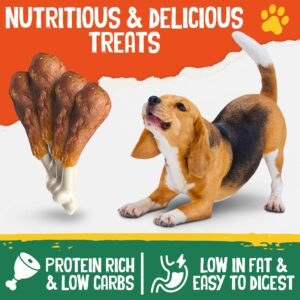 Zevy and Zoe's All Breeds Dog Treats, 11 oz. Training Treats, Rawhide Free Chicken Sticks Wrapped Dog Chews on a Drumstick Calcium Bone