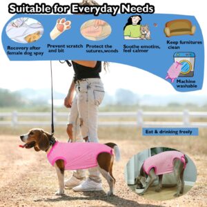 Wabdhally Dog Surgery Recovery Suit,Surgical Suit for Large Female Spay,Soft Combed Cotton,Rose Striped Zipper Onesie L