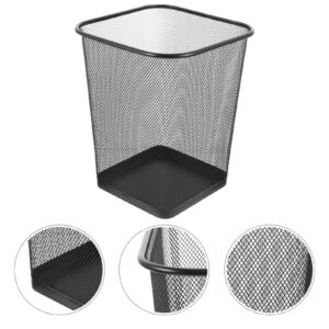 Metal Garbage Cans Large Waste Basket Square Waste Paper Bin Modern Style Wire Rubbish Bin Trash Cans for Bathroom Bedroom 22X27.5 CM