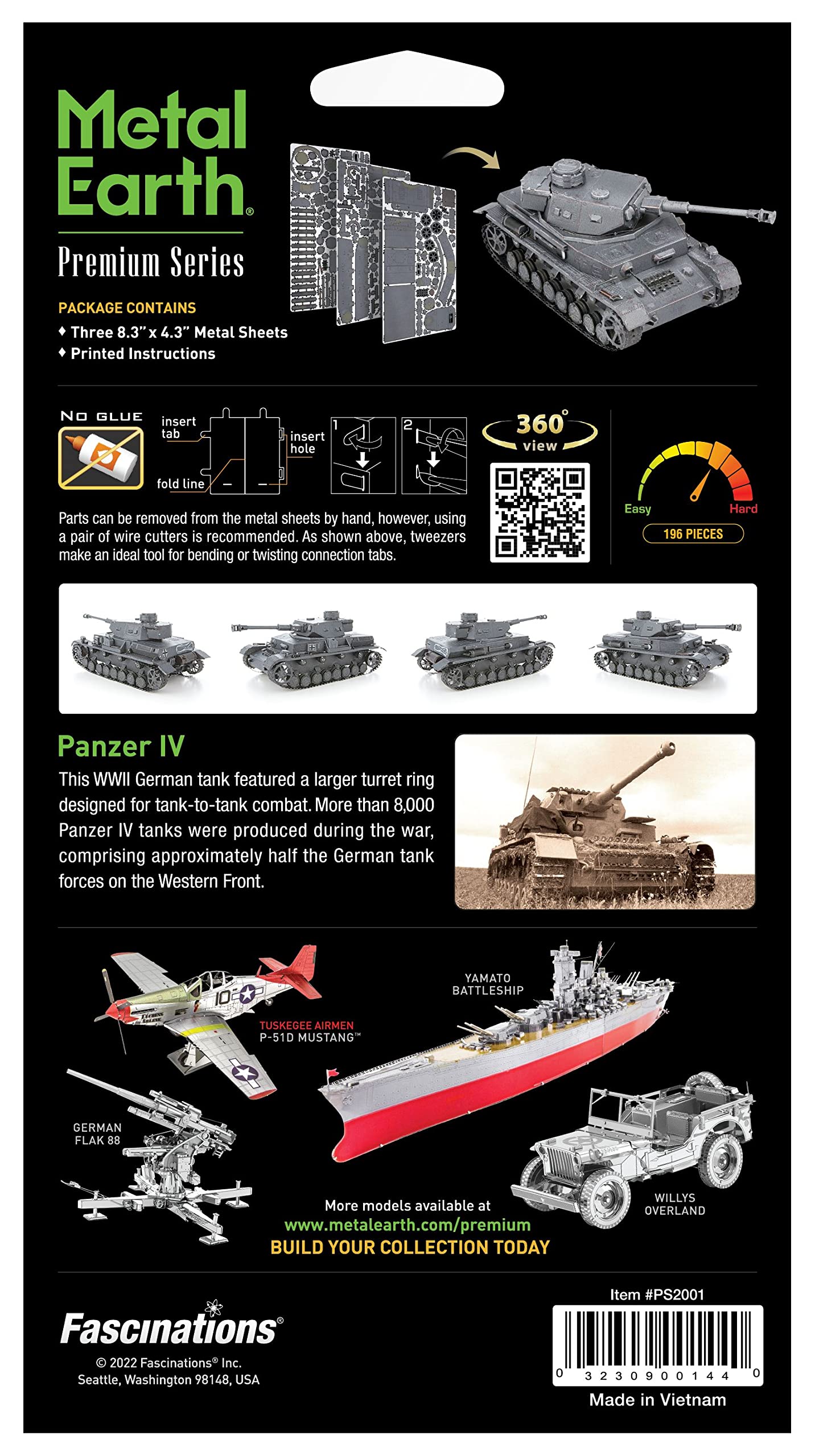 Metal Earth Premium Series Panzer IV Tank 3D Metal Model Kit Fascinations