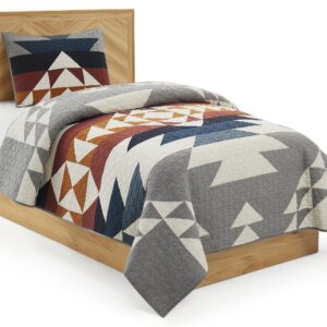 PENDLETON 29270 Explorer Twin-Twin XL Quilt Set Soft Cotton Bed Cover Rustic Machine Washable Bedspread Luxury Coverlet Set Cozy Lightweight Quilt and Pillow Shams Set, Twin, Grey