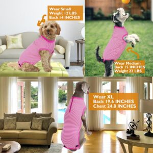 Wabdhally Dog Surgery Recovery Suit,Surgical Suit for Large Female Spay,Soft Combed Cotton,Rose Striped Zipper Onesie 3XL