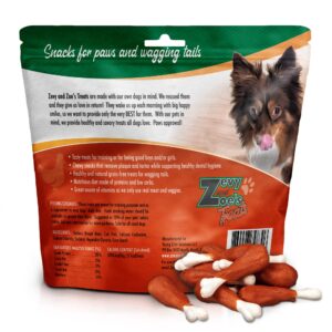 Zevy and Zoe's All Breeds Dog Treats, 11 oz. Training Treats, Rawhide Free Chicken Sticks Wrapped Dog Chews on a Drumstick Calcium Bone