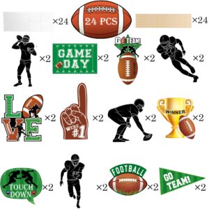 24pcs Football Party Centerpieces Sticks Football Table Toppers Decorations for Game Day Football Touchdown Party Sport Theme Birthday Party Baby Shower Supplies