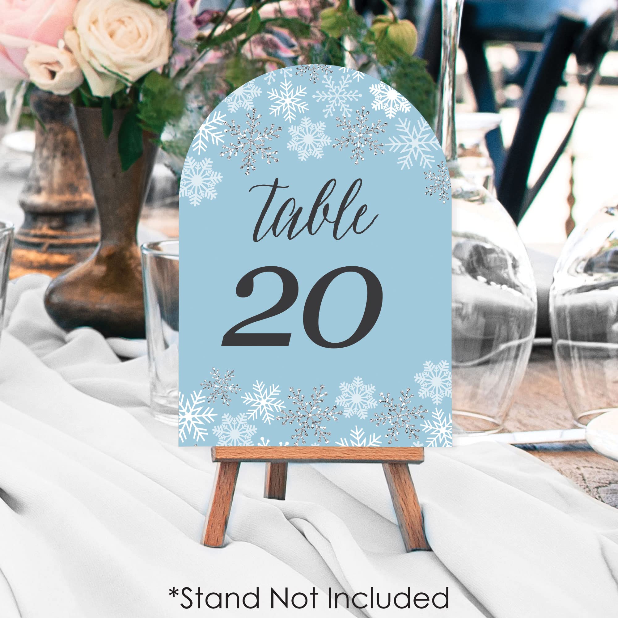 Big Dot of Happiness Winter Wonderland - Snowflake Holiday Party and Winter Wedding Double-Sided 5 x 7 inches Cards - Table Numbers - 1-20