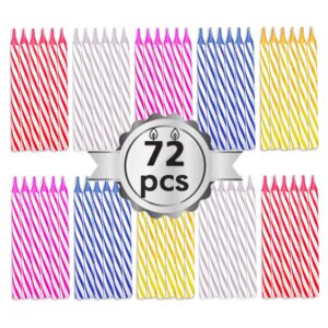 birthday candle - 72 count mix color birthday candles for cake, cake candle for birthday, party small candles