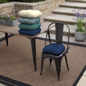 Arden Selections Outdoor Tufted Bistro Seat Cushion, Set of 4, 14.5 in x 15 in, Rain-Proof, Fade Resistant 15 inch, Sapphire Blue Leala