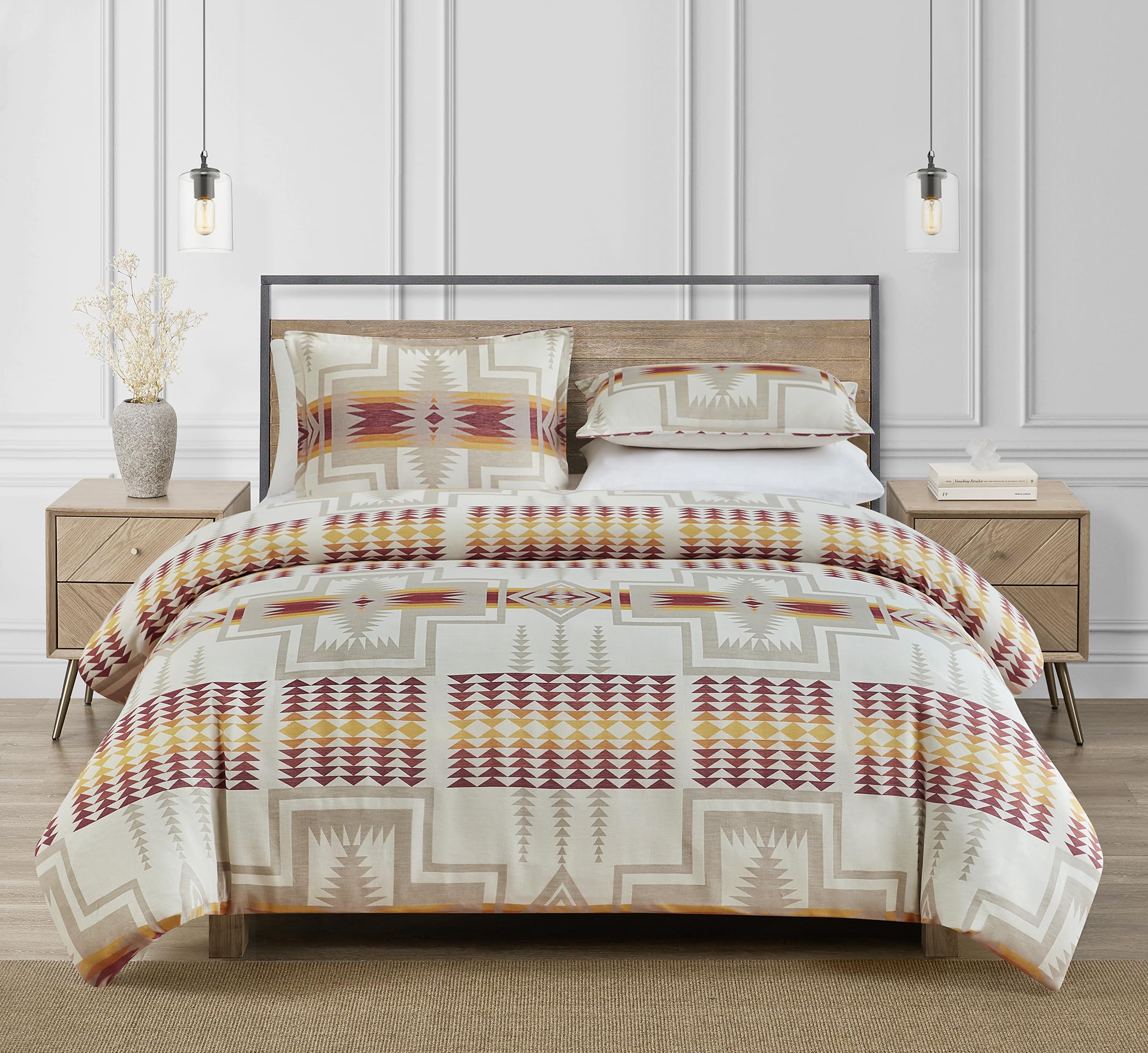 PENDLETON Harding Duvet Set, Full/Queen 100% Cotton, Lightweight, Iconic Harding Design, Includes Matching Shams, Machine Washable, Ivory