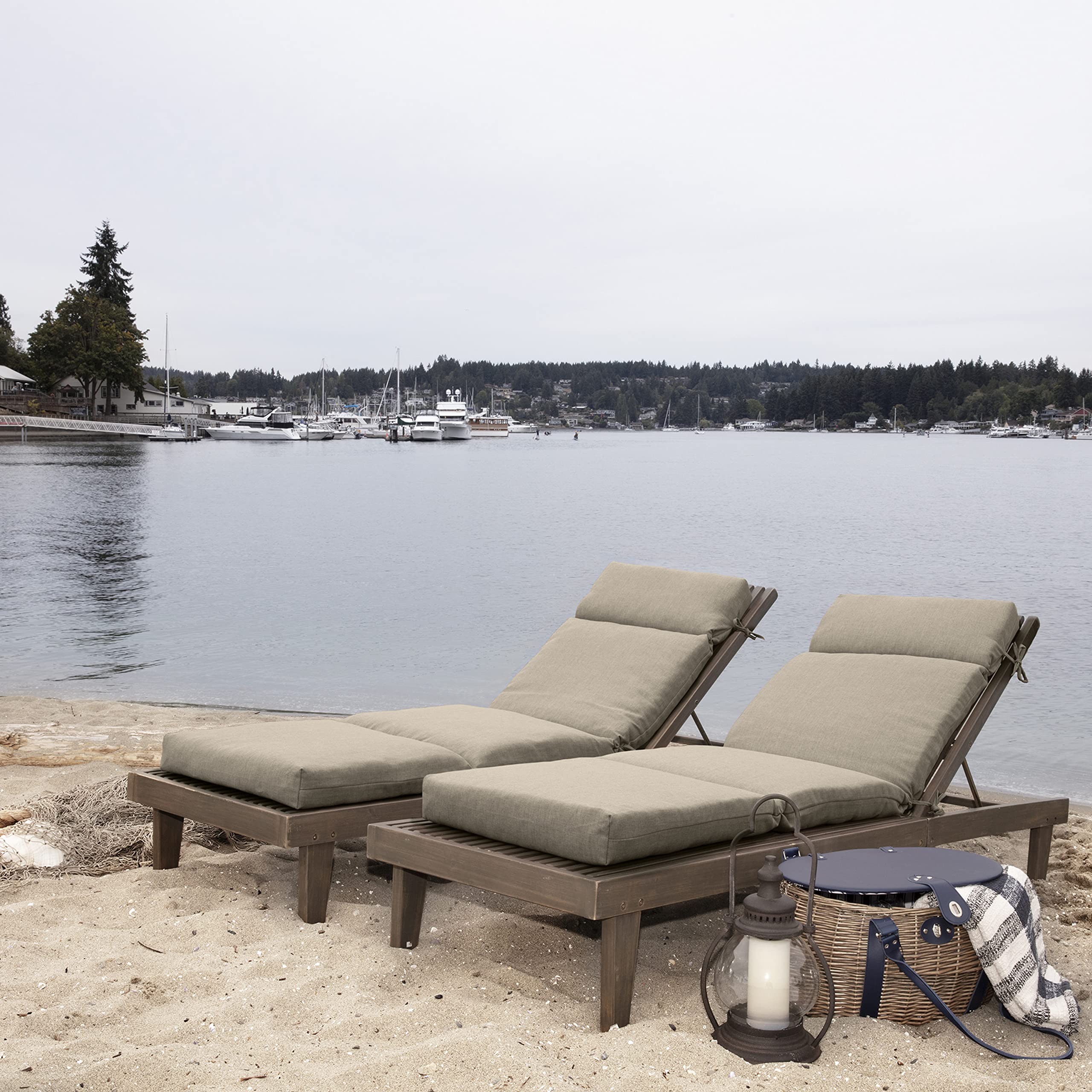 Arden Selections Oceantex Outdoor Chaise Lounge Cushion 72 x 21, Natural Tan