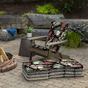 Arden Selections Outdoor Adirondack or Rocking Chair Cushion, 20 x 17, Rain-Proof, Fade Resistant 17 x 20, Simone Black Tropical