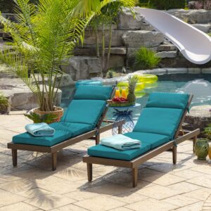 Arden Selections Outdoor Chaise Cushion, 21 x 72, Rain-Proof, Fade Resistant 72 x 21, Lake Blue Leala