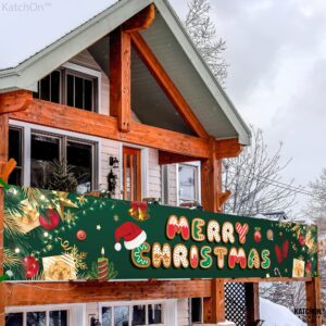 KatchOn, Merry Christmas Yard Banner - Large, 120x20 Inch | Christmas Banner for Outdoor Christmas Decorations | Christmas Banners for Outside | Christmas Yard Decorations, Christmas Party Decorations