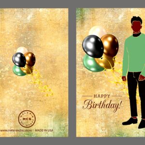 6 Pack African American Birthday Greeting Cards, Masculine Birthday Card, Black Men King Happy Birthday card for Husband