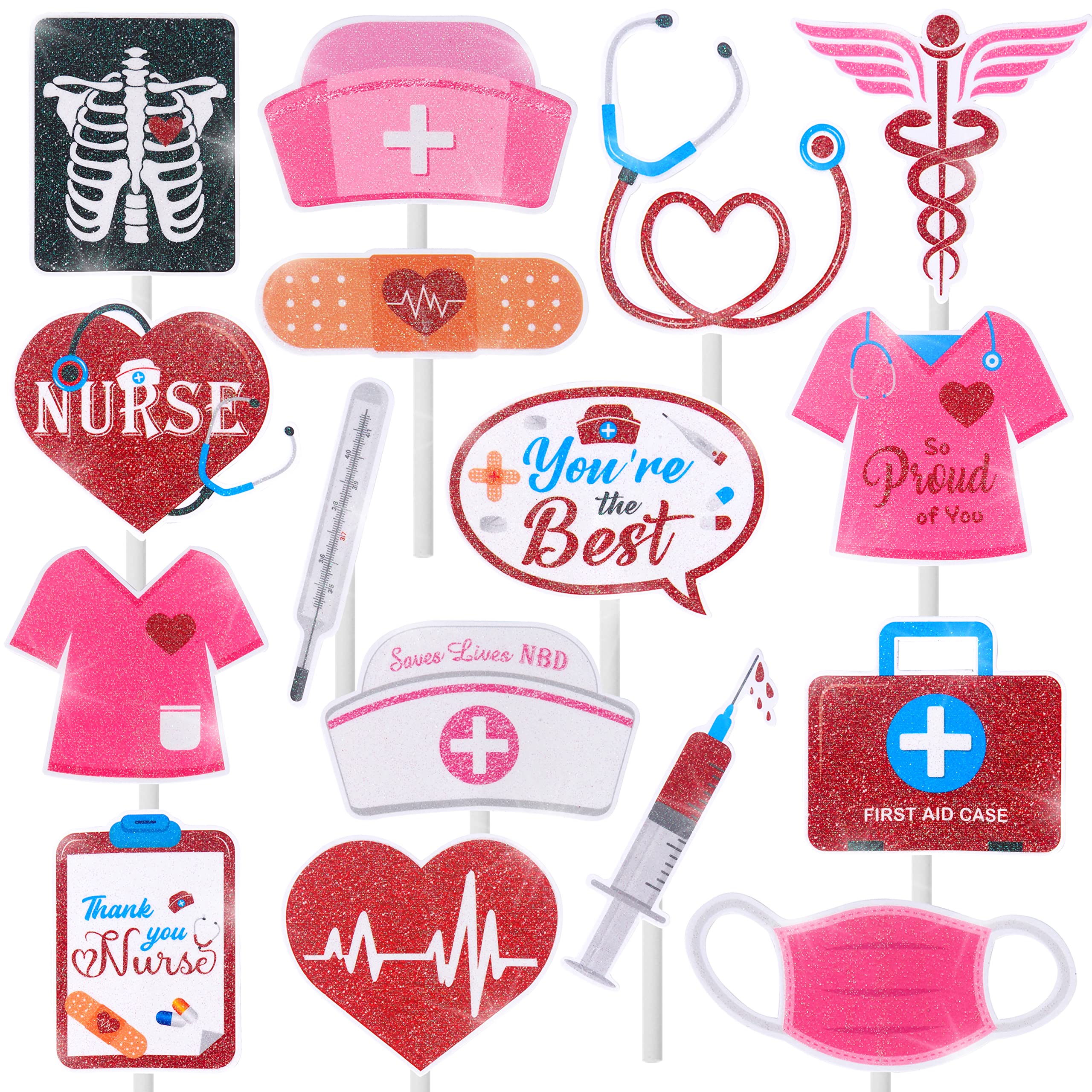 36pcs Nurse Cupcake Toppers Nurse Graduation Party Cake Decoration Medical Rn Party Supplies Favors for Nursing Party Nurse Grad Theme Party Baby Shower Birthday Party