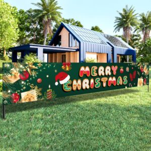 KatchOn, Merry Christmas Yard Banner - Large, 120x20 Inch | Christmas Banner for Outdoor Christmas Decorations | Christmas Banners for Outside | Christmas Yard Decorations, Christmas Party Decorations