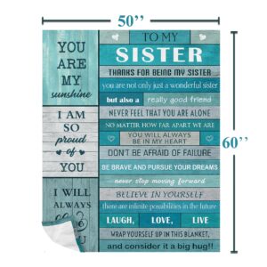 POQUSH Gifts for Sister,Sister Birthday Gifts,Sisters Gifts from Sister Brother,Big Sister Gifts for Girls,Birthday Gifts for Sister,Sister Gift,Gift for Sister Birthday Blanket 60x50in