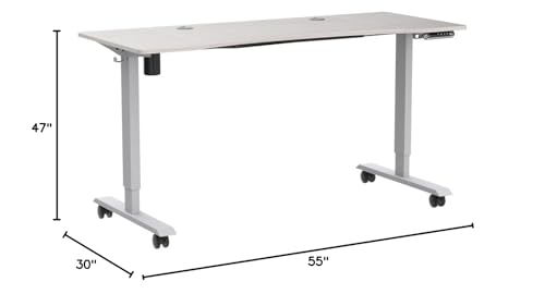 Suhapup Electric Height Adjustable Computer Desk,55x30 inches Desk with Memory Controller Corner Standing Desk Modern Workstation with Ergonomic Desk Light Oak Splice Board/White Frame