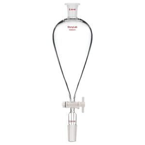 stonylab separatory funnel with ptfe stopcock, 1000 ml conical pear-shaped heavy wall borosilicate glass separating funnel with 24/40 joints