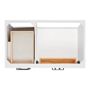 ARIEL Hepburn Bathroom Vanity Base Cabinet 36" White, Right Offset Sink Configuration, 2 Soft Closing Doors, 5 Full Extension Dovetail Drawers, Toe Kick, Matte Black