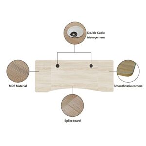 Suhapup Electric Height Adjustable Computer Desk,55x30 inches Desk with Memory Controller Corner Standing Desk Modern Workstation with Ergonomic Desk Light Oak Splice Board/White Frame