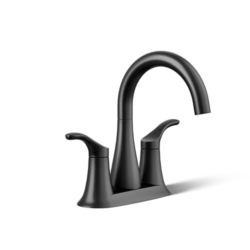 Kohler 27388-4-BL SIMPLICE® Centerset bathroom sink faucet, 1.2 GPM, Matte Black