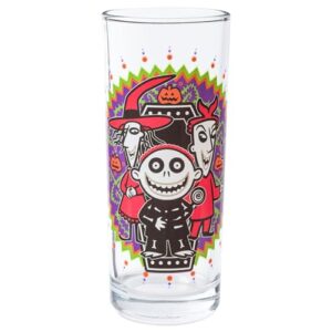 Silver Buffalo Disney Tim Burton Nightmare Before Christmas Day of the Dead Design 4 Pack Tumbler Glass Set, 10 Ounces