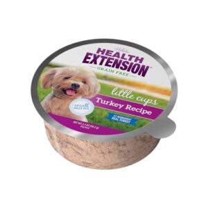 Health Extension Little Cups Grain-Free Wet Dog Food, Small Breed - Turkey 3.5 oz - Complete & Balanced, Easy to Digest, Ideal for Picky Eaters (Case of 12 Cups)