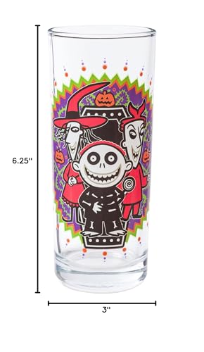 Silver Buffalo Disney Tim Burton Nightmare Before Christmas Day of the Dead Design 4 Pack Tumbler Glass Set, 10 Ounces