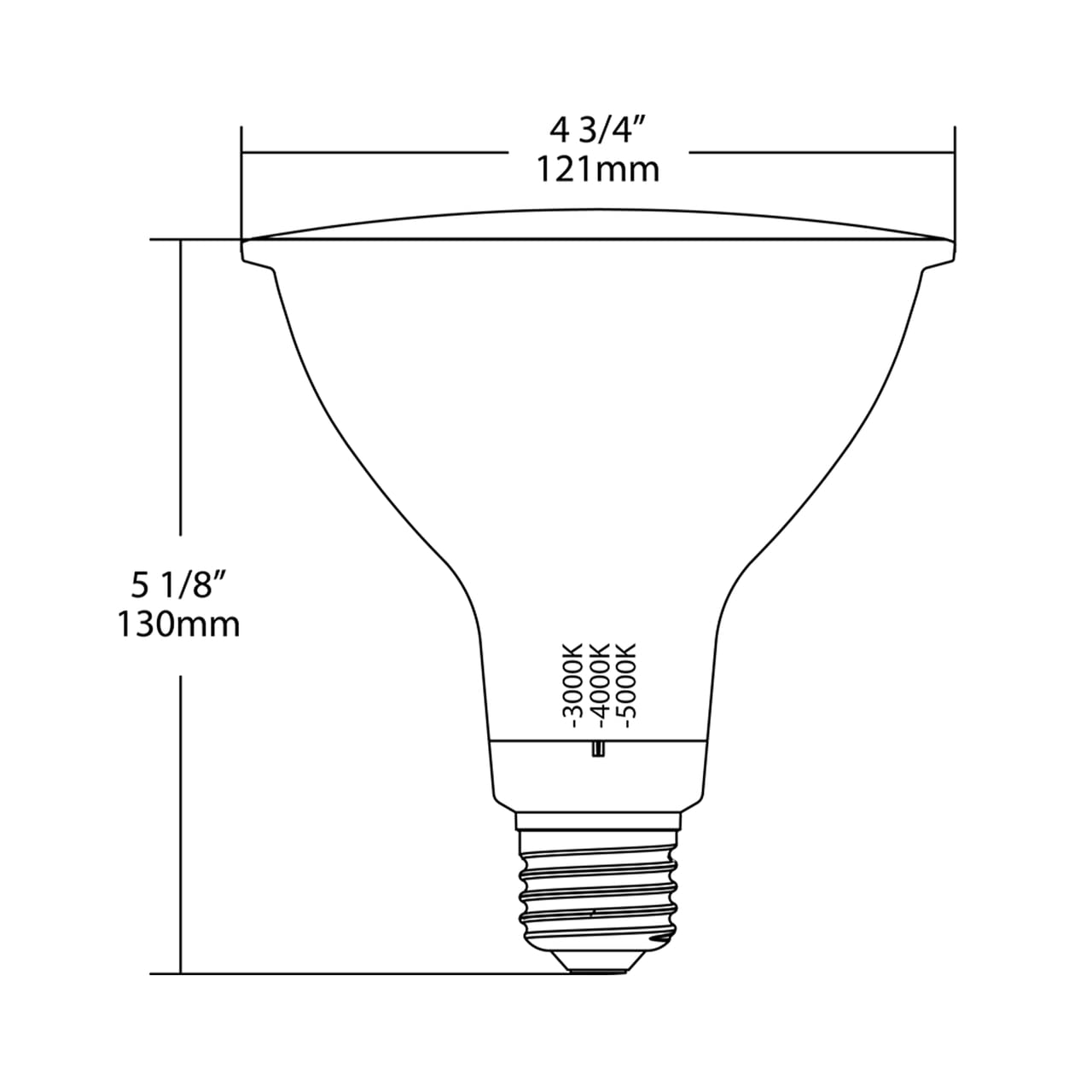 RAB PAR38FA-19-9CCT-40D-DIM LED PAR38 19W Tunable White, Switch 3000K 4000K or 5000K, 90+ CRI, 1800 Lumens , 40 Deg Flood Beam, Replaces 150W Halogens